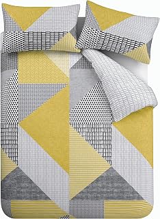 Catherine Lansfield Larsson Geo Easy Care Single Duvet Cover Set, Ochre
