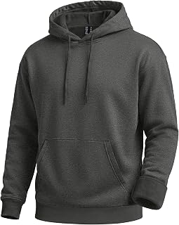 Men's Fleece Lined Hoodie Cotton Midweight Hooded Sweatshirt