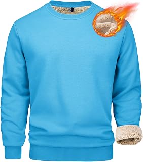 MAGCOMSEN Felpe da uomo foderate in pile Sherpa pullover basic top caldo girocollo felpa invernale