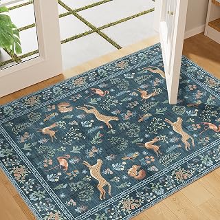 DUKINO 2x3 Entryway Rug, Washable Door Mat Animal Rug for Kitchen, Blue