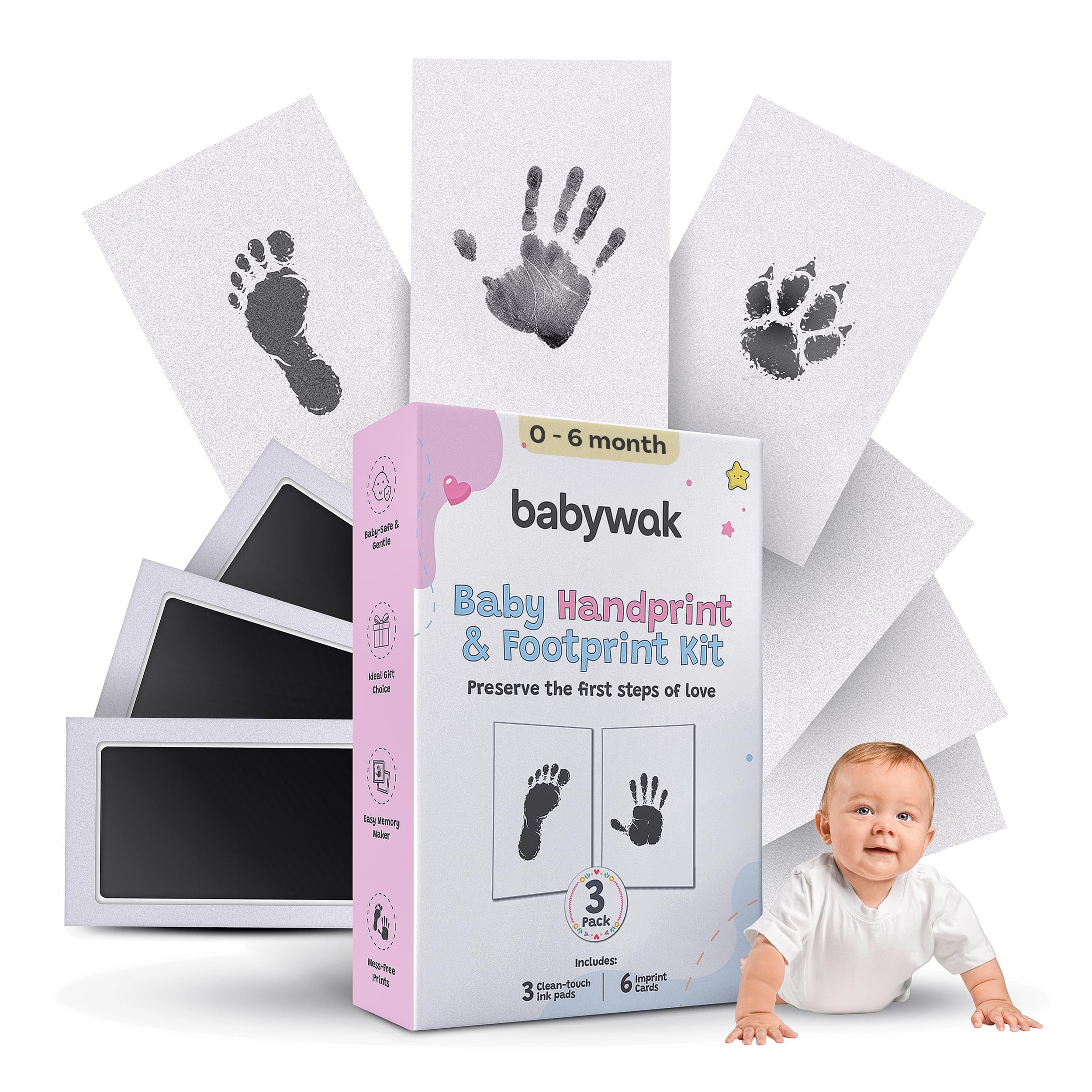 Baby Hand and Footprint Kit – Inkless Ink Pad for Newborn, Baby Shower Gift | No