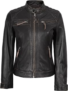 Decrum Cafe Racer Leather Jackets For Women Motorcycle Style