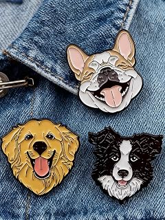 Dog Breed Enamel Tweezers - Golden Retriever, Border Collie, French Bulldog Badge - Cute Cartoon Animal Brooch for Backpacks, Jackets, Hats - Dog Lovers Gifts