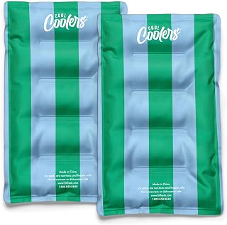 Cool Coolers by Fit & Fresh XL Soft Ice Packs for Coolers & Lunch Bags, 2pk | Long-Lasting, Large Reusable Freezer Packs, BPA-Free, Flexible Lunch Box Ice Packs for Work, School, Breastmilk, & Beach