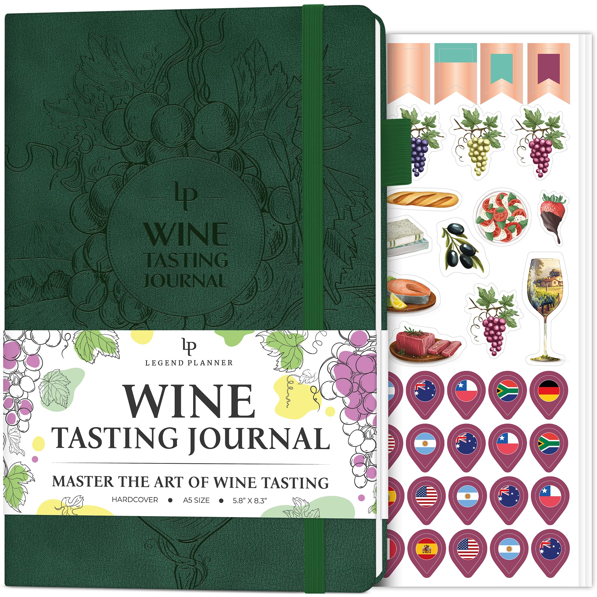Legend Wine Tasting Notebook, Guided Journal & Log Book, Forest Green | 5.8 x 8.