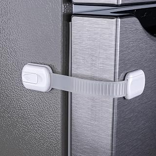 2-Pack Child Proof Fridge Lock with Adhesive - Adjustable Baby Proofing Straps - Refrigerator Lock for Kids - Freezer Latch to Keep Door Closed - for Toddlers, Cats, &amp; Dogs - Universal Compatibility