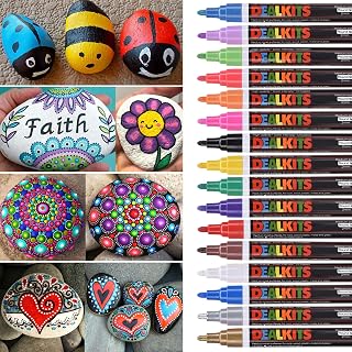 DealKits 16 Farben Wasserdicht Acrylstift Permanent Marker zum Steinbemalen