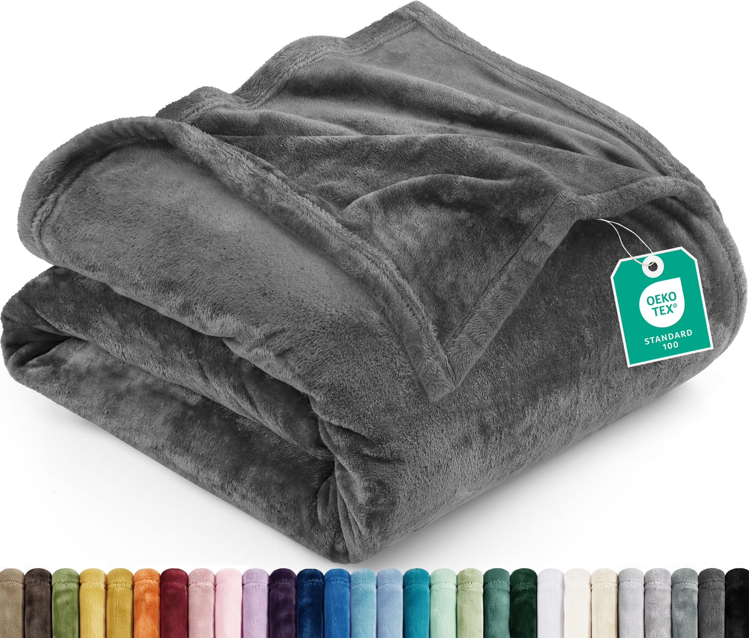 Utopia Bedding Ultra Soft Fleece Bed Blanket Queen Size Grey (90x90 Inches) | Mi