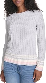Tommy Hilfiger Women's Cotton Crewneck Cable Sweater