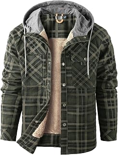 Mr.Stream Men Casual Long Sleeve Flannel Plaid Button Lined Warm Shirt Sherp Jacket