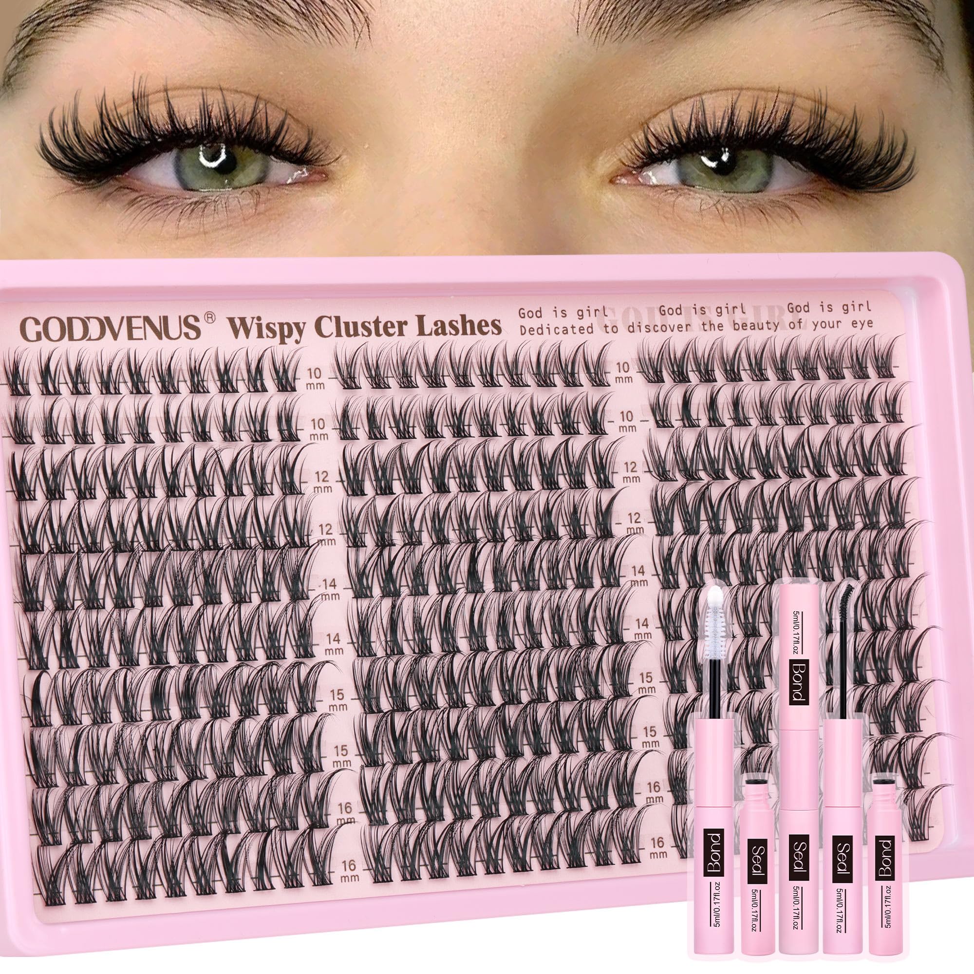 Goddvenus Lash Clusters Kit Wispy Eyelash Clusters Lashes Natural DIY Lash Exten