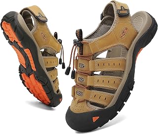 Men's Sports Sandals Summer Outdoor Leather Breathable Beach Outdoor Sports Sandals Hiking Shoes Fisherman Casual EU 38-46