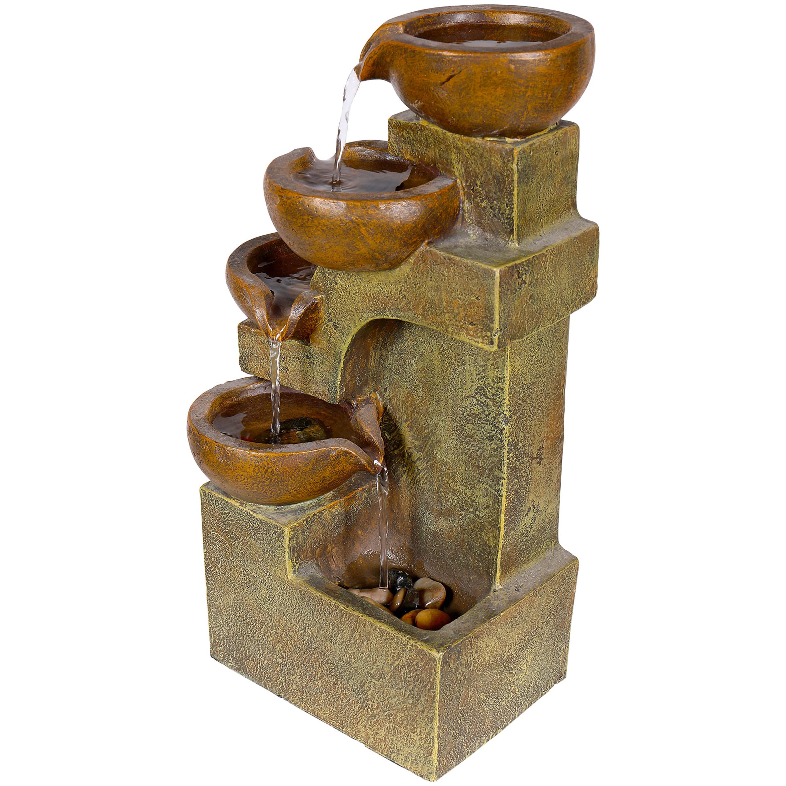 Alpine Corporation WCT726 | 16"H Indoor/Outdoor Tabletop Tiered Pouring Pots Wat
