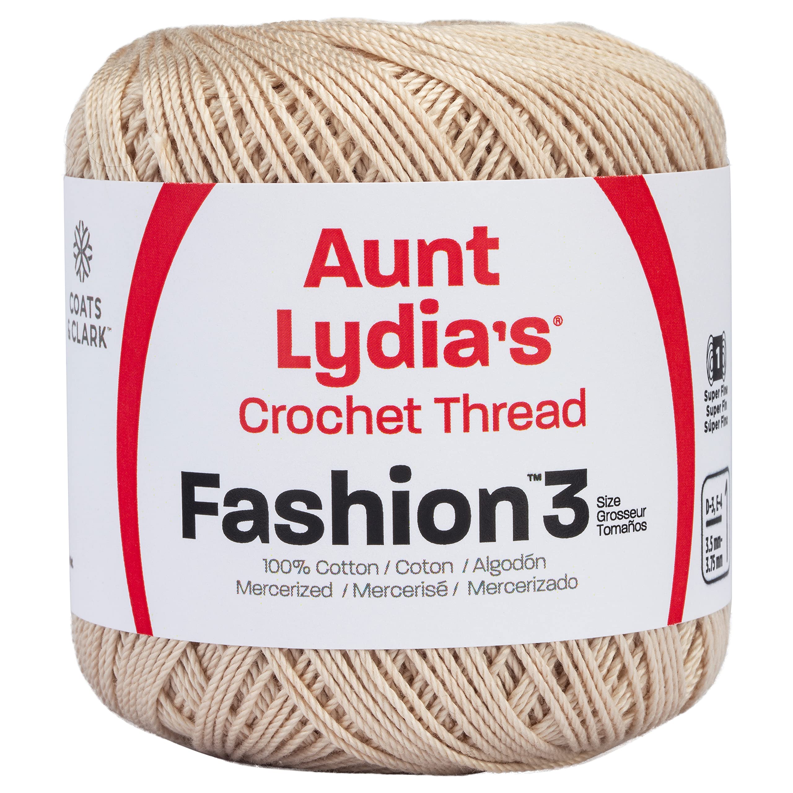 Red Heart Fashion Crochet, Cotton Size 3, Natural (182-226)