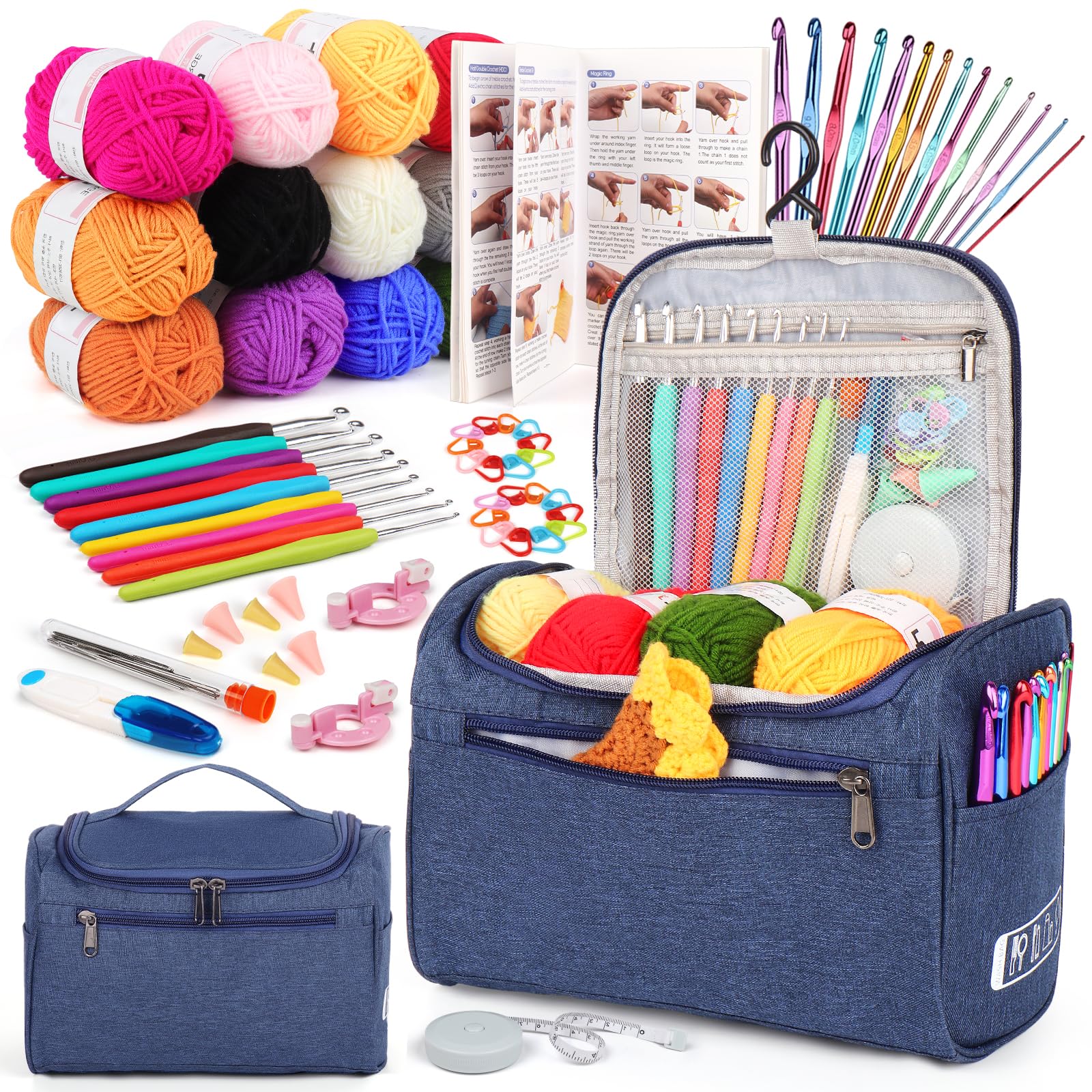 Aeelike Crochet Kits for Beginners Adults Kids, Complete Crochet Set, Navy | Cro