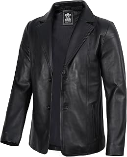 fjackets Chaqueta blazer de cuero para hombre, abrigo deportivo de piel de cordero real, blazer de 2 botones