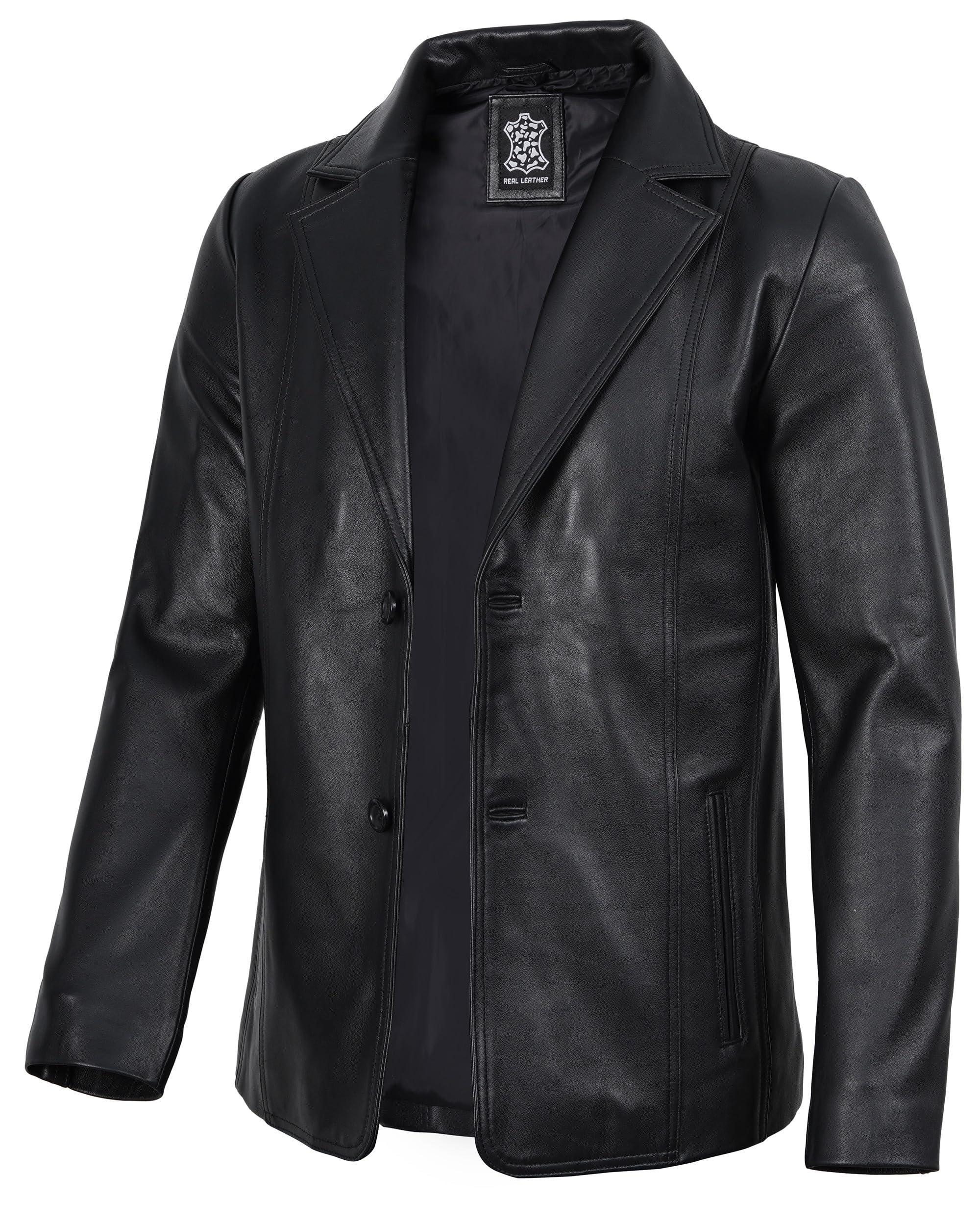 fjackets Chaqueta blazer de cuero para hombre, abrigo deportivo de piel de corde