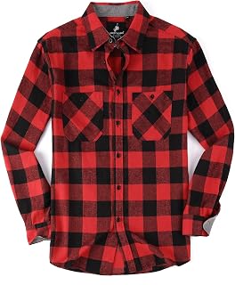 Alex Vando Men's Flannel Shirt, Long Sleeve, Regular Fit, Checked Checked Shirt, Work Shirt, Lumberjack Shirt, Flannel Shirt for Men