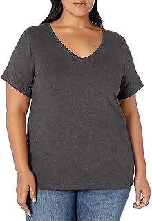 Amazon Essentials Donna T-Shirt a Maniche Corte con Scollo a V, Taglie Forti