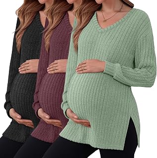 3 Pack Maternity Sweaters Long Sleeve Shirts Fall Top