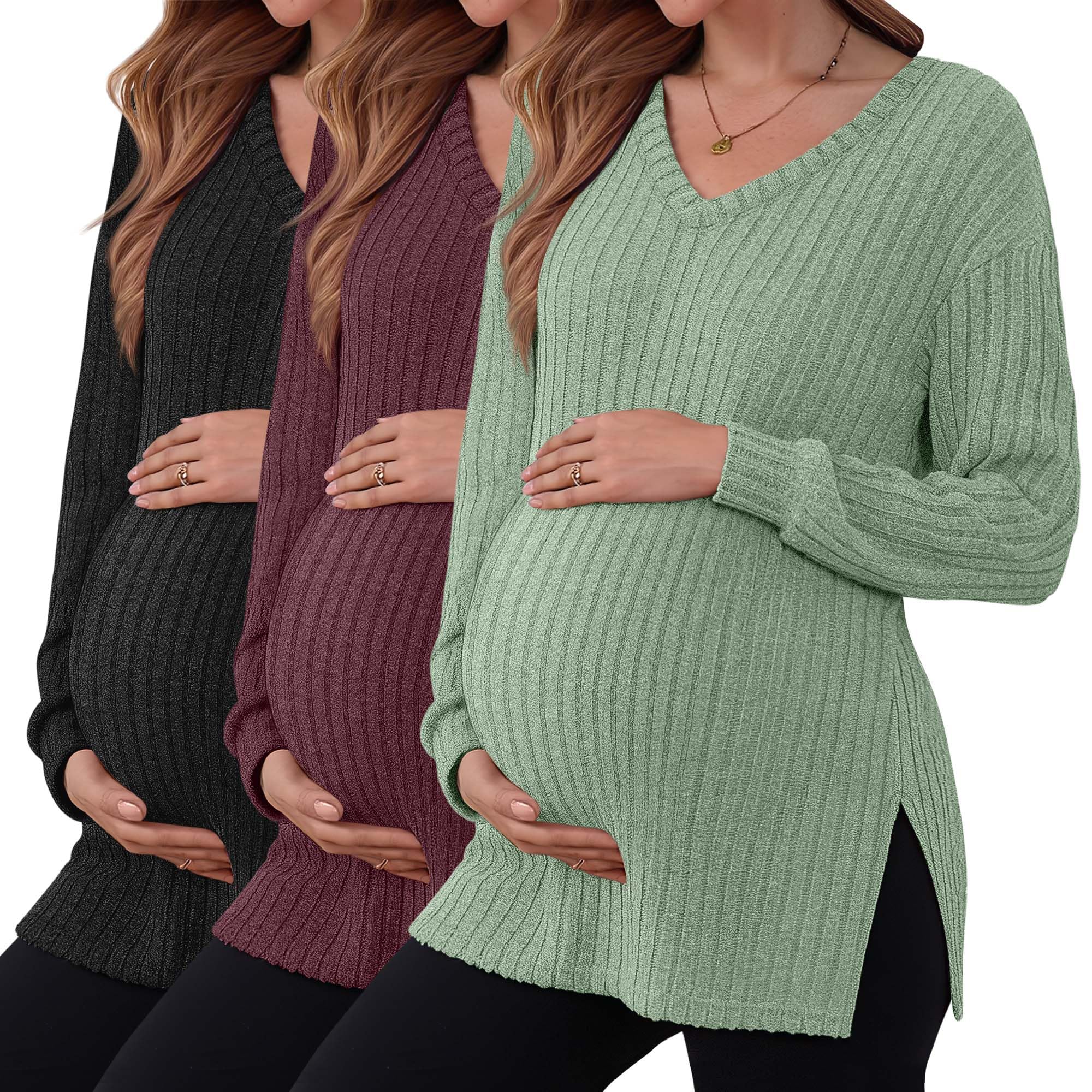 3 Pack Maternity Sweaters Long Sleeve Shirts Fall Top