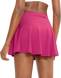 SANTINY, Women's 4 Pocket Pleated Tennis Skirt with Shorts High Waist