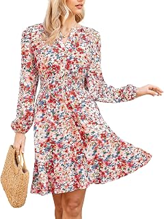 GRACE KARIN レディース Vネック Aライン 膝丈ドレス ポケット付き