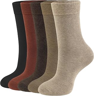 CLOSEMATE 5 Pairs Women's Breathable Cotton Mid-Calf Socks, Classic Seamless Socks, Comfortable Socks for Daily, Work or Home Use