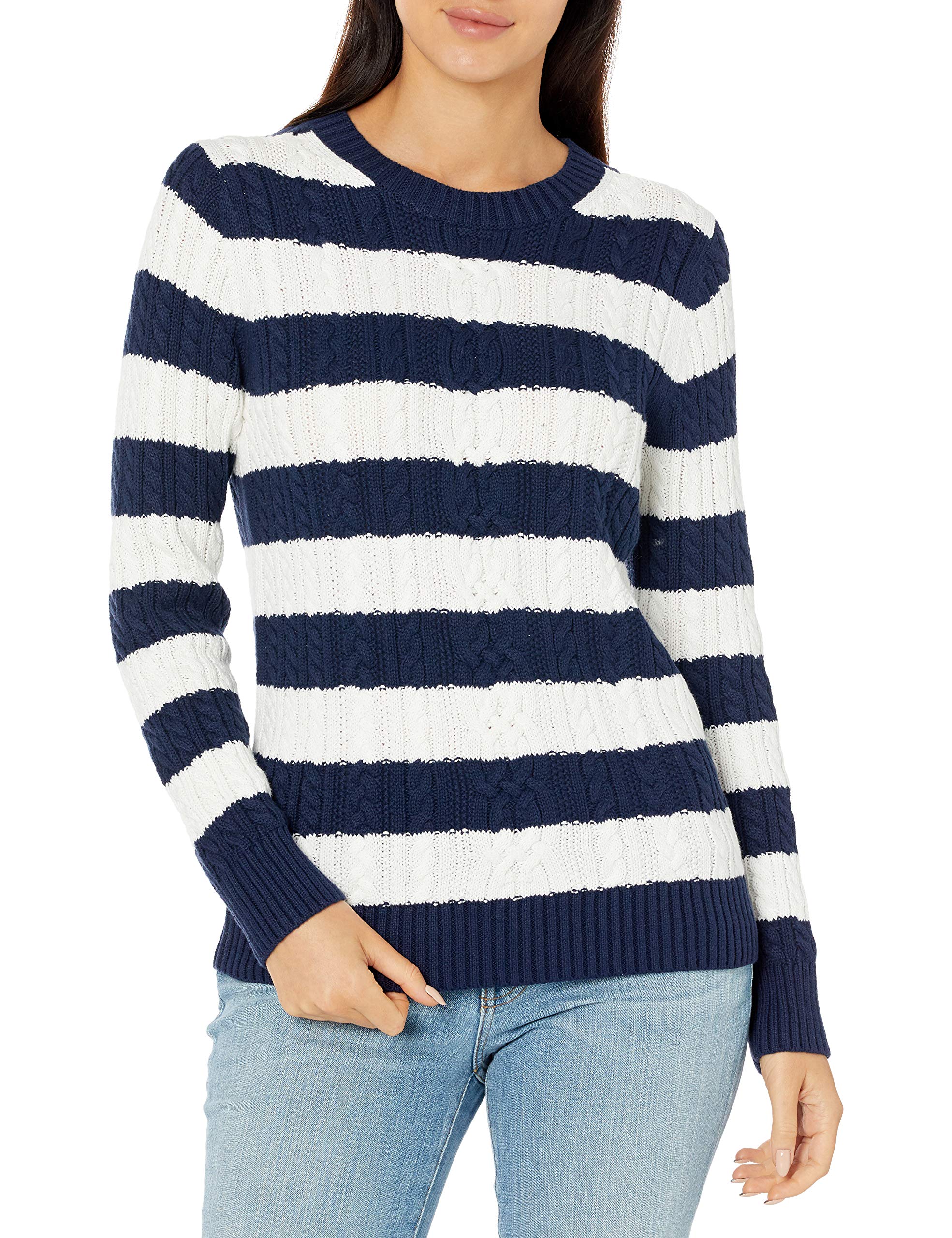 Amazon Essentials Women's Round Neck Long Sleeve Cable Soft Sweater (Available i