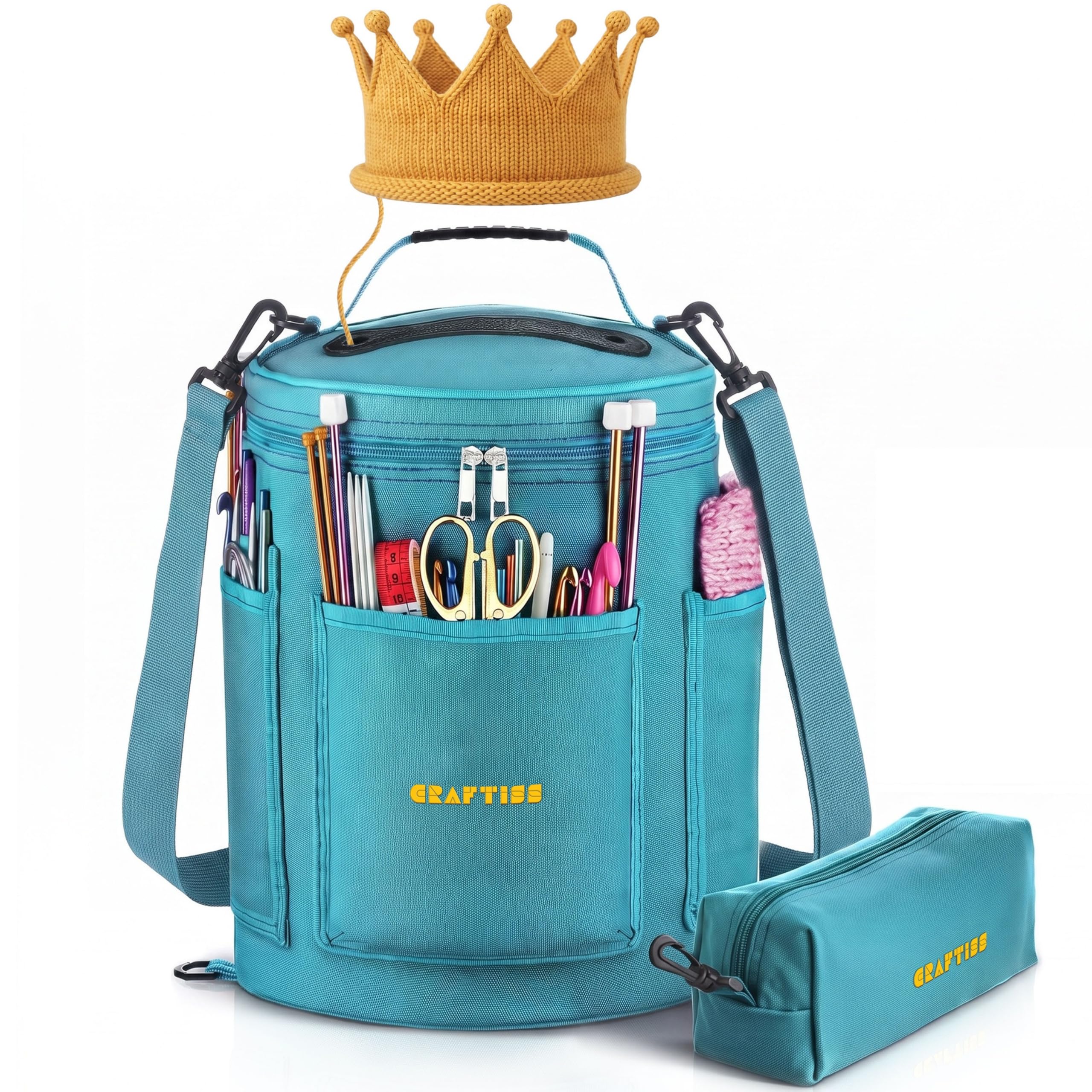 CRAFTISS Crochet Bag Organizer & Yarn Storage Bag, Knitting Bag and Yarn Holder 