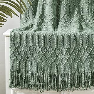 KASYLAN Acrylic Knitted Soft Throw Blanket Sofa Couch Bed Green 50x60 Inch