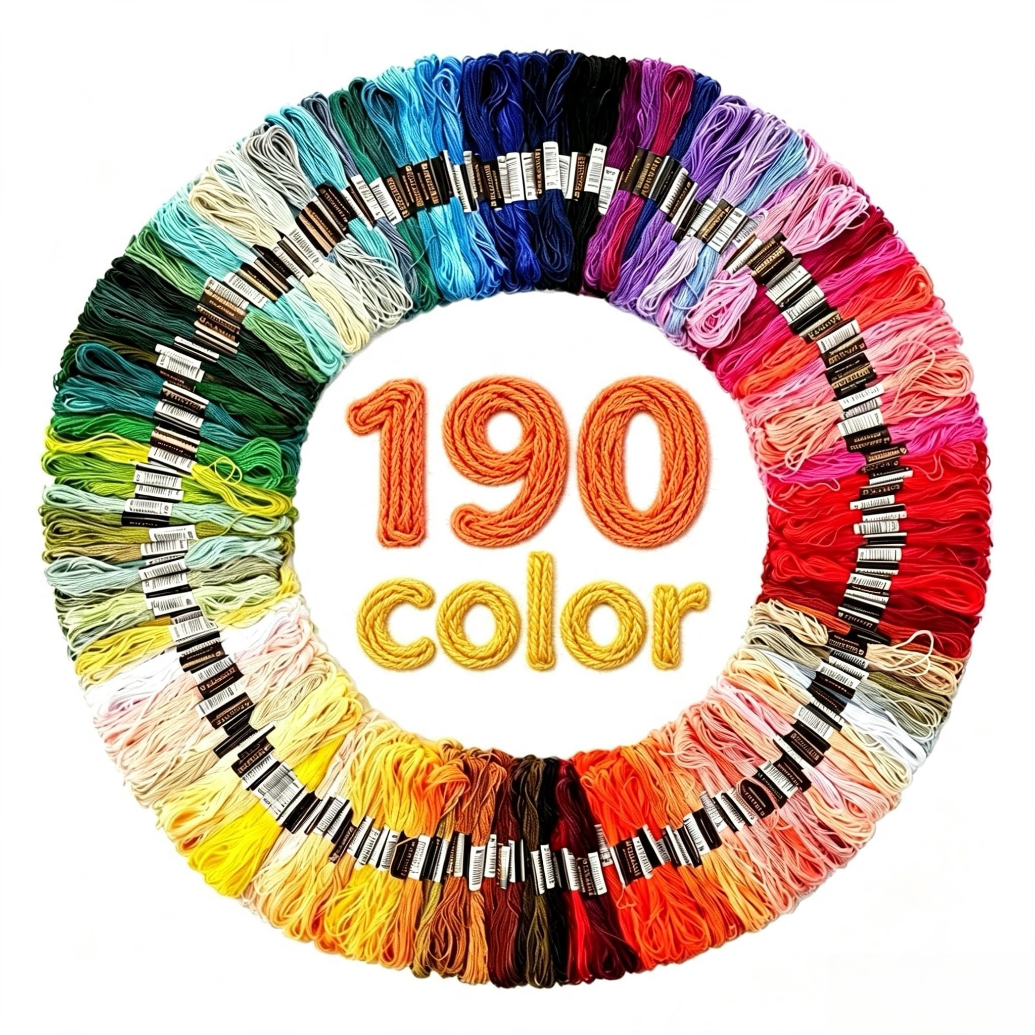 190 Skeins Rainbow Color Embroidery Floss Friendship Bracelet String Cross Stitc