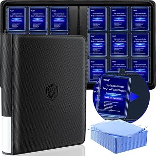 TRUGQ Toploader Binder Holds 324 Toploaders - 20 Toploaders | Waterproof PU Leather+Anti-Yellowing PP Inserts,Ridge Tab Sorting Portable top loader binder for cards For Sports/Game Cards