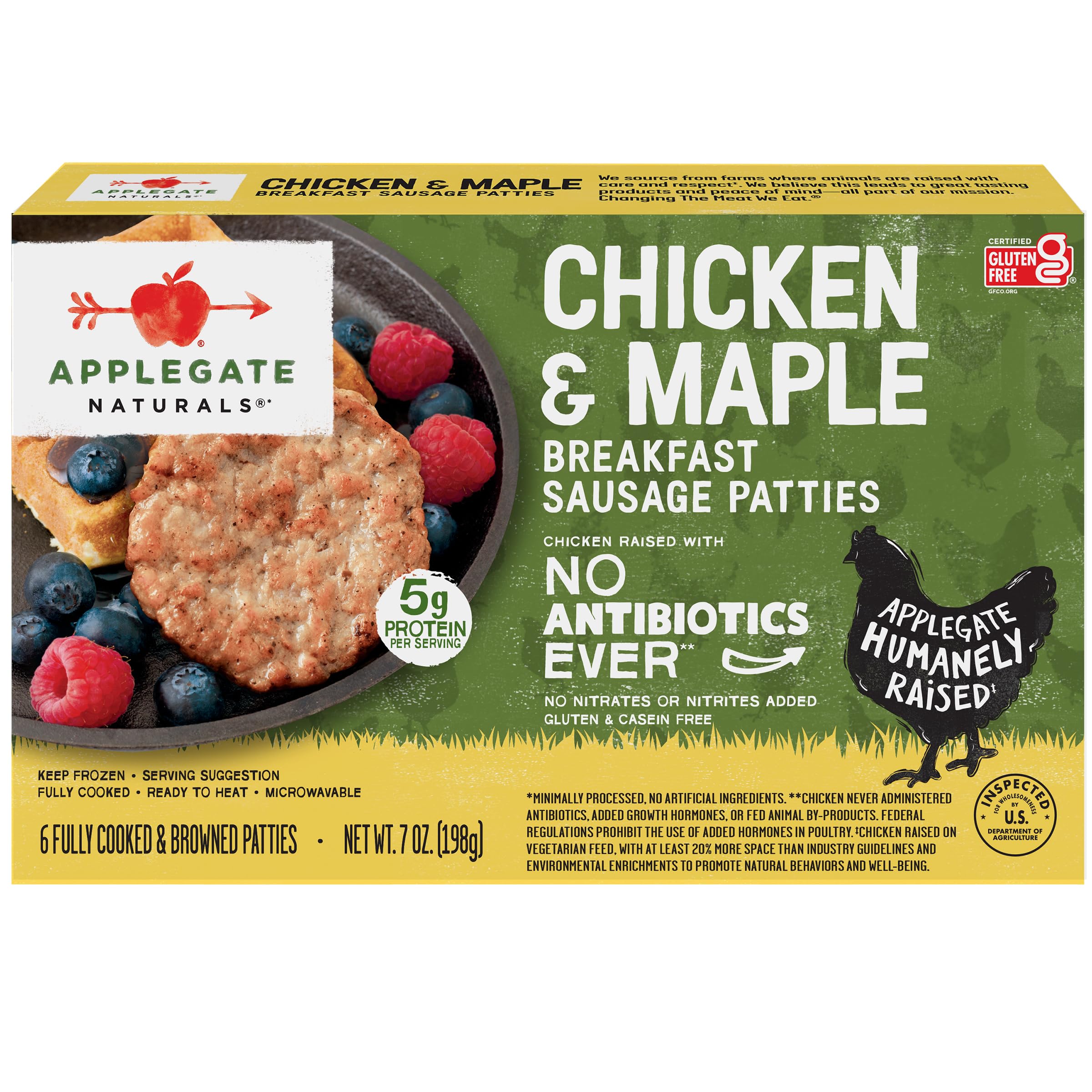 APPLEGATE NATURALS Chicken & Maple Breakfast Sausage Patties, 7oz | No Antibioti