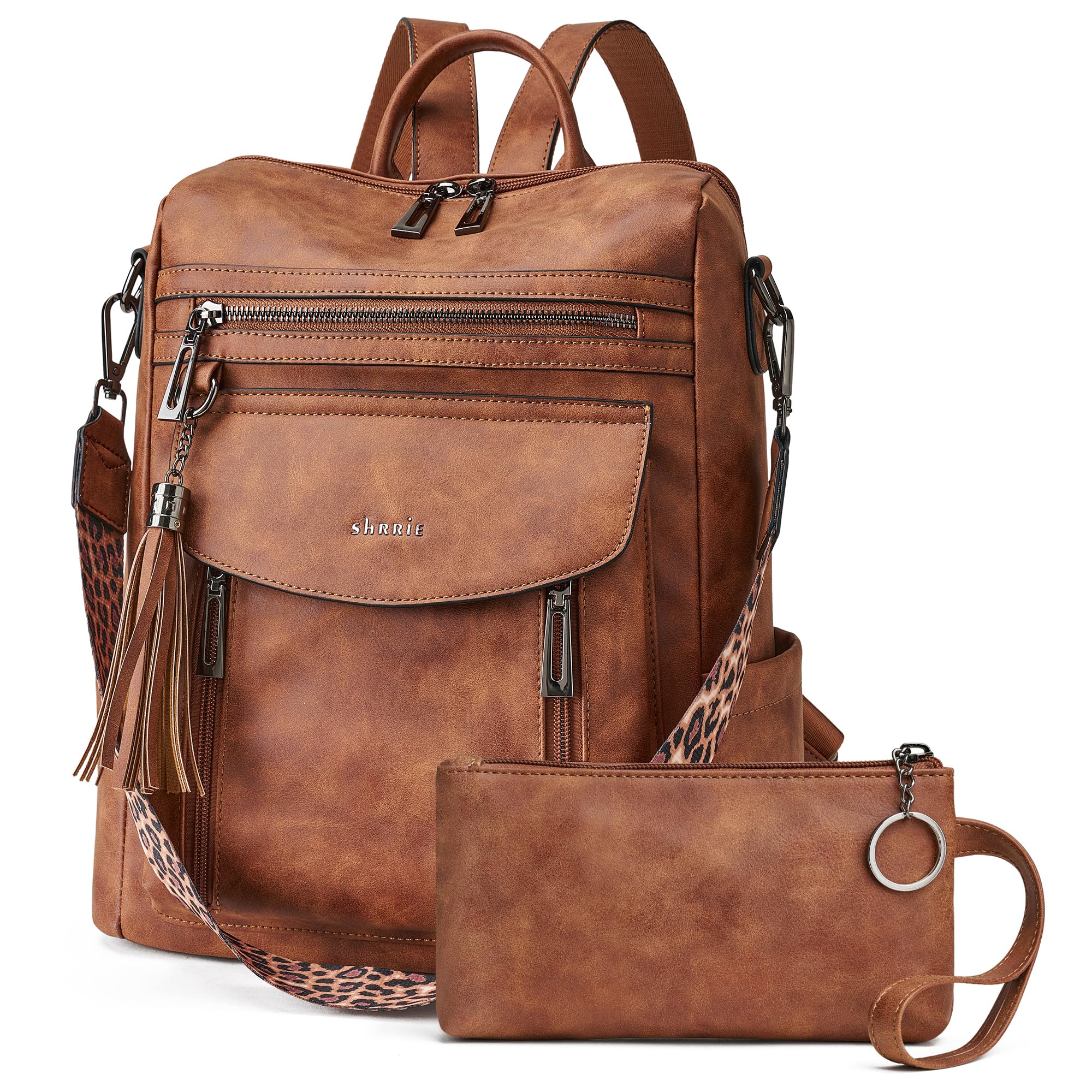 Shrrie Backpack Purse for Women Fashion Leather Backpack Purse Designer Travel B