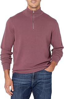 Amazon Essentials Men's 100% Cotton Quarter-Zip Mock Neck Sweater