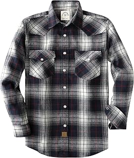 Dubinik® 6 oz Flannel Shirt for Men Pearl Snap Western Cowboy Long Sleeve