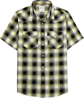 Dubinik® Bamboo Fibre Short Sleeve Shirt Men's Casual Shirts For Men Poppers Cowboy Vintage Western Comfort Checked Shirt