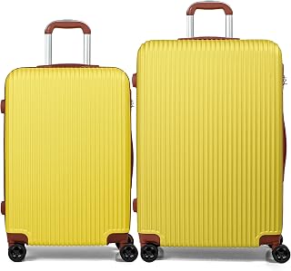 CALDARIUS Hardshell Luggage | Durable Suitcases | Lightweight & Secure with Combination Lock | Smooth 4 Dual Spinner Wheels | Ideal Travel Bag & Luggage Sets (Yellow, Medium 24" + Large 28")