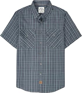 Dubinik® Mens Short Sleeve Button Down Two Pockets Soft Vintage Regular Fit Vintage Fishing Casual Shirts