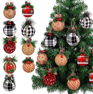 Elcoho 9 Pcs Christmas Ball Ornaments Red & Black Tree Hanging Baubles