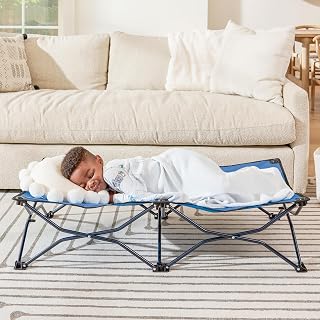 Regalo My Cot® Portable Toddler Bed, Foldable Kids Travel Bed &amp; Camping Cot, Lightweight Sleeping Cot for Toddlers, Indoor/Outdoor, 46.5” x 24.5” x 9”, Royal Blue