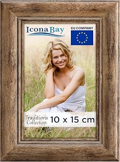 Icona Bay - Chestnut Brown 4x6 Picture Frame - Beveled Front and Sides, Composite Wood - Classic Style - Traditions Collection