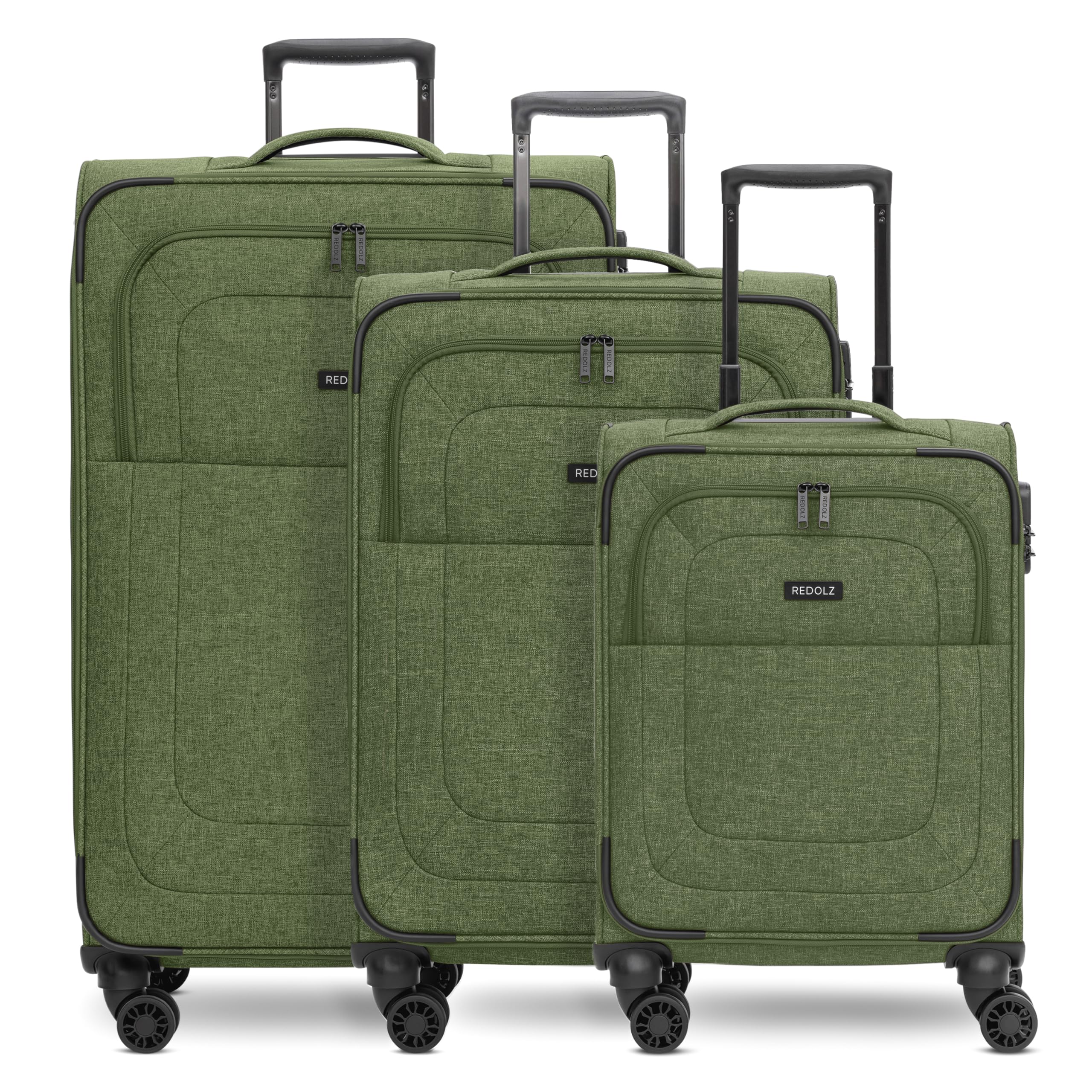 REDOLZ Essentials 12 Stammartikel, green, Set of 3 soft suitcases