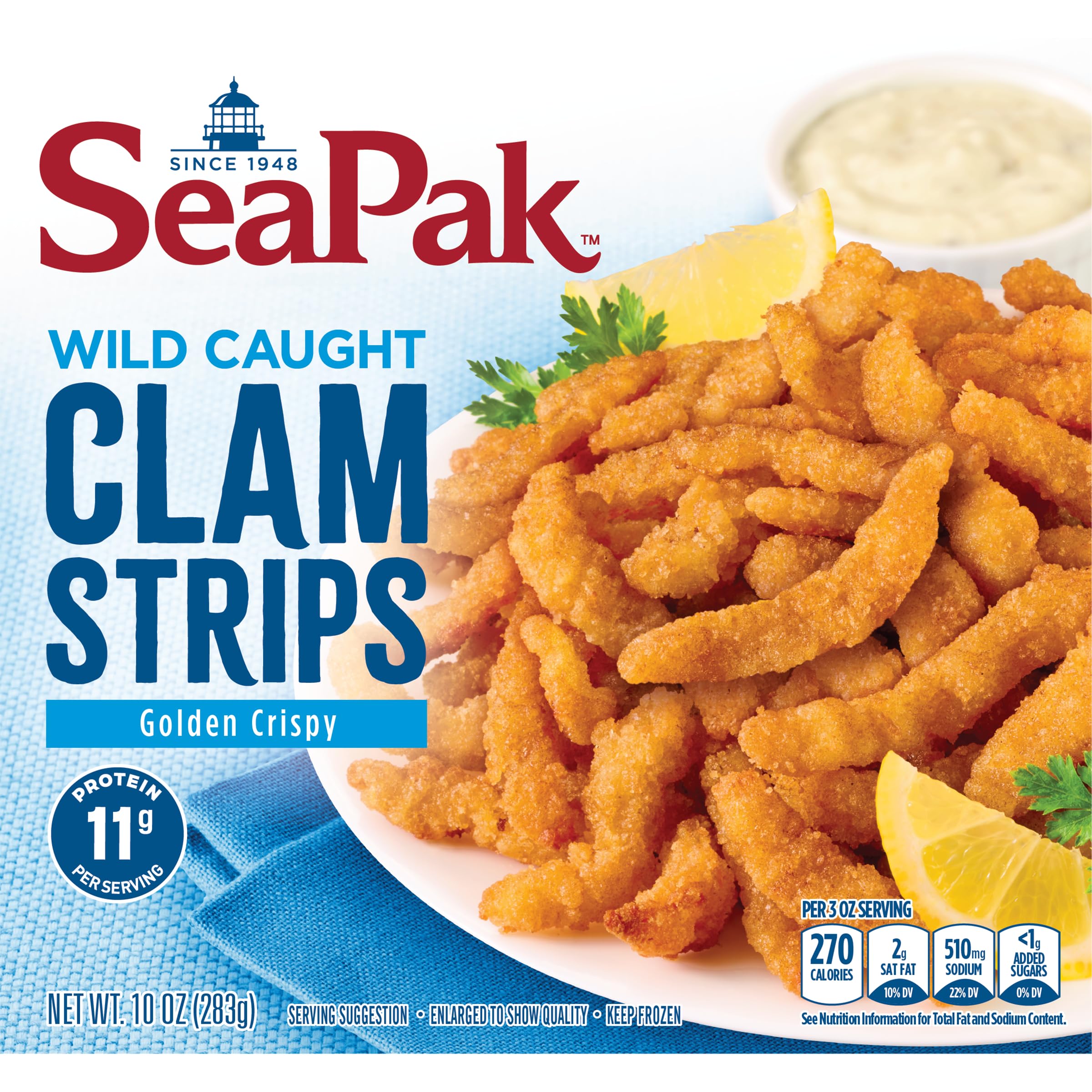 SeaPak Wild Caught Clam Strips, Clams in Oven Crunchy Breading, 10 oz