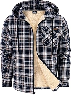 SWISSWELL Chaqueta de forro polar con forro de sherpa para hombre, de franela a cuadros, con cremallera, abrigo cálido de invierno con bolsillo