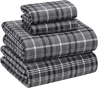 Ruvanti Flannelette Sheets Set King Size 100% Brushed Cotton Deep Fitted Sheets 16 Inch All Seasons Breathable Extra Soft Warm Cosy 4 Pieces Pattern