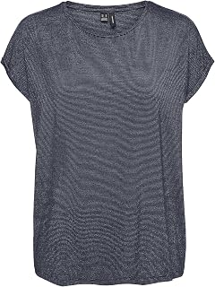 VERO MODA Vmlava Glitter SS Top Stripe Ga Jrs Noos para Mujer