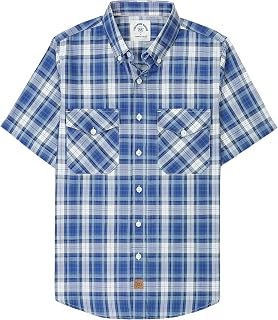 Dubinik® Mens Short Sleeve Button Down Two Pockets Soft Vintage Regular Fit Vintage Fishing Casual Shirts
