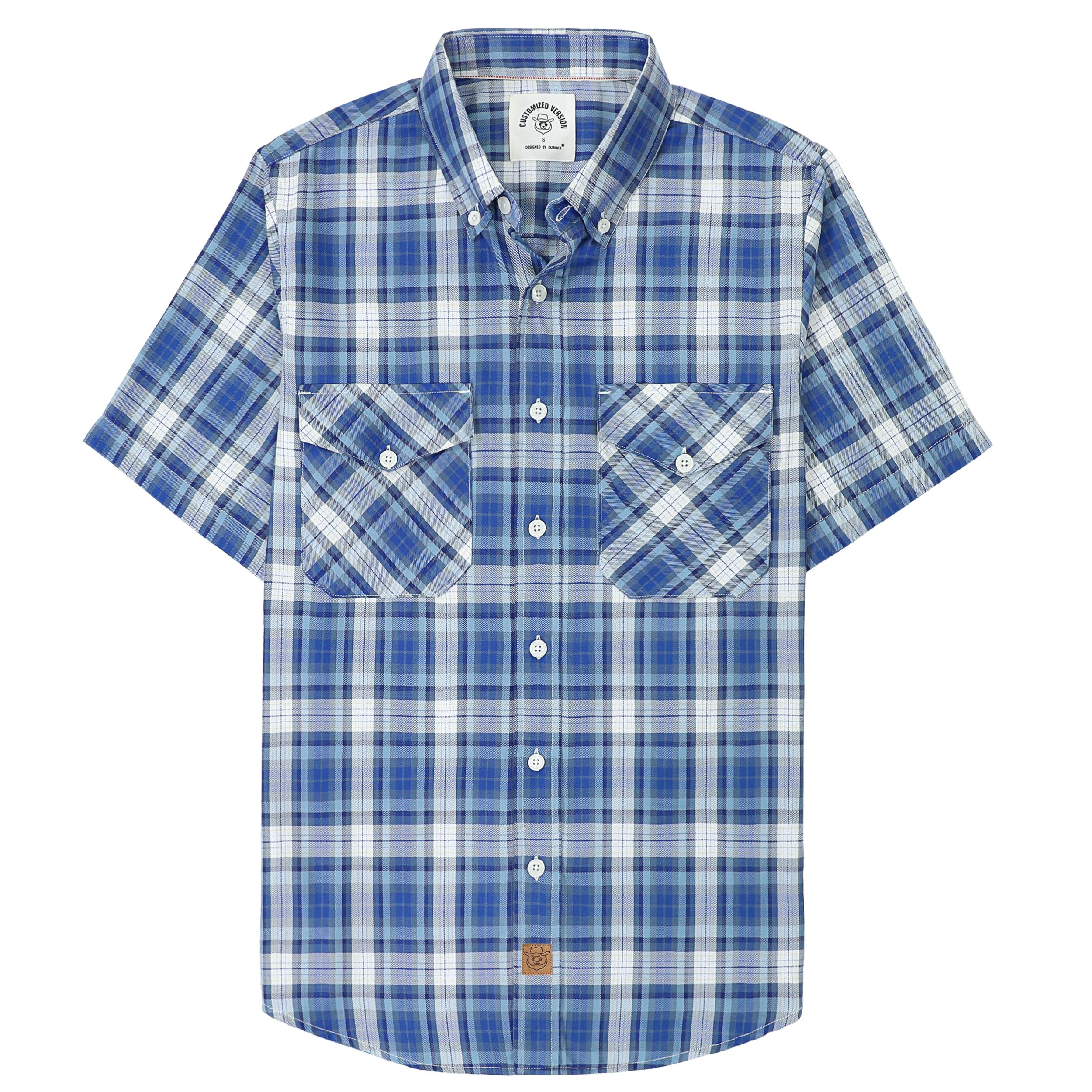 Dubinik® Mens Short Sleeve Button Down Two Pockets Soft Vintage Regular Fit Vint